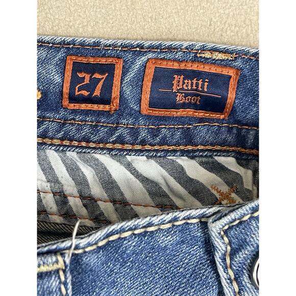 Rock Revival Jeans Womens 27 Blue Patti Boot Low Rise Cut Off Raw Hem Denim - Picture 5 of 16